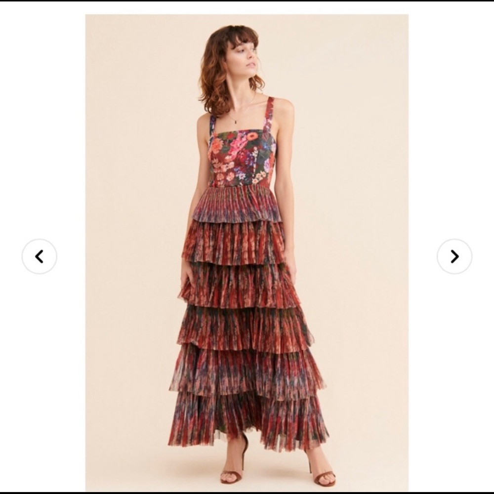 Anthropologie Hutch Tiered Floral Tulle Dress